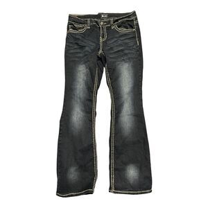 SoundGirl Jeans Size 11 Dark Wash Rhinestone Button Boot Cut Y2K Western
